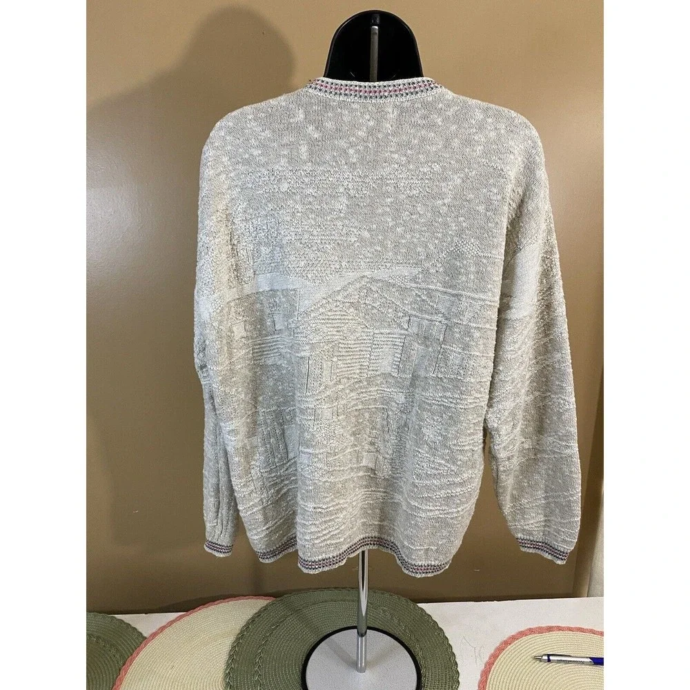 Vintage Jantzen USA Made Embroidered Bird/ House Women’s Woven Sweater Size L - Picture 9 of 16